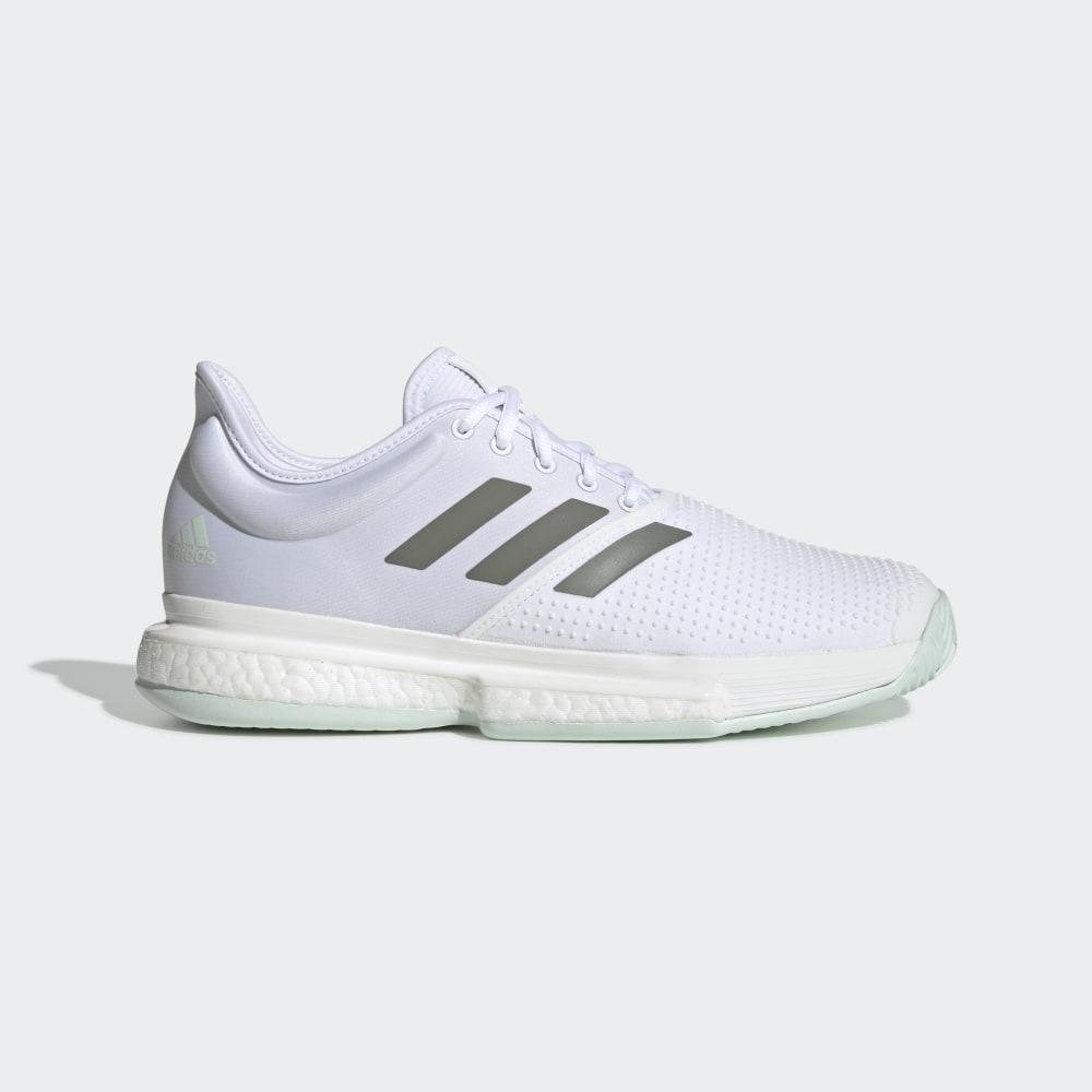 Adidas Men's SoleCourt Tennis Shoes White/Green Ireland EG1482